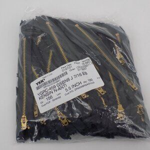 Lot of 100 Metal Zippers Brass 5.5 inch Sewing Closed End Semi Auto Lock NEW